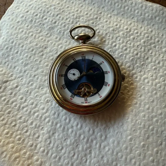Silver and Blue Pocket Watch - Picture 7 of 8
